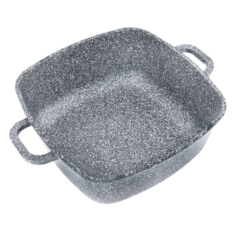 GARNEK MARMURKOWY tradycyjny kwadratowy z pokrywą SZARY 22cm 3.7L
