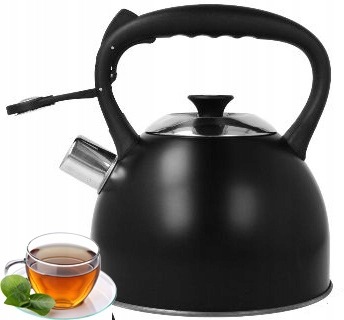 CZAJNIK GAZ INDUKCJA Z GWIZDKIEM CZARNY MAT 2,5 L