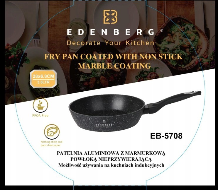 PATELNIA ALUMINIUM MARMUR INDUKCJA GAZ 28cm
