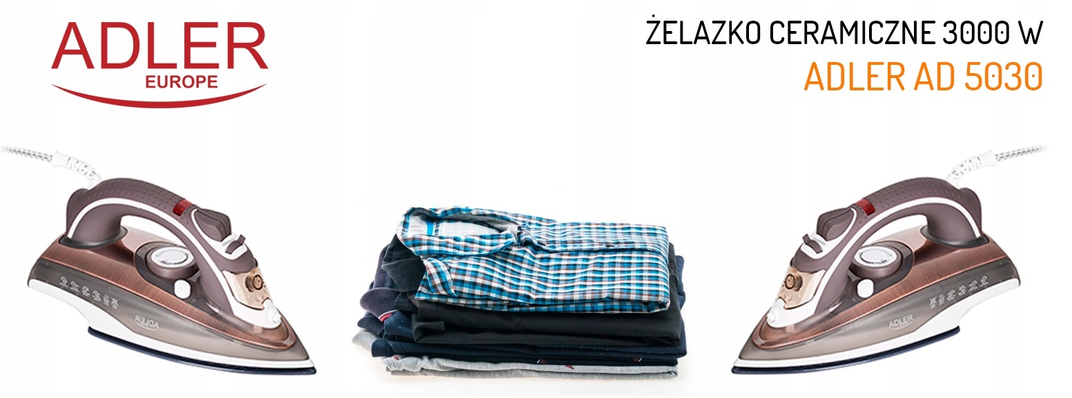 ŻELAZKO CERAMICZNE PAROWE 3000W DUŻA MOC AD5030