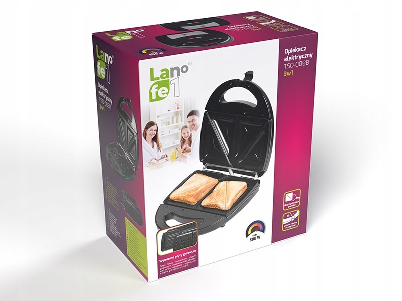 OPIEKACZ 3W1 GOFROWNICA GRILL TSO003B + PĘDZELEK