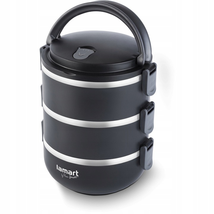TERMOS OBIADOWY LUNCHBOX 3 PIĘTROWY 2,4L czarny