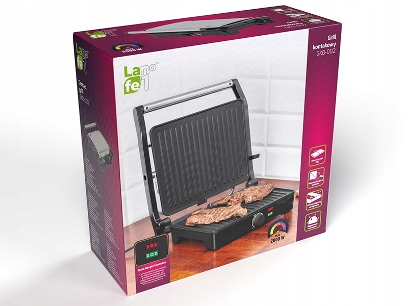 GRILL ELEKTRYCZNY KONTAKTOWY LAFEE GKO002 2000W