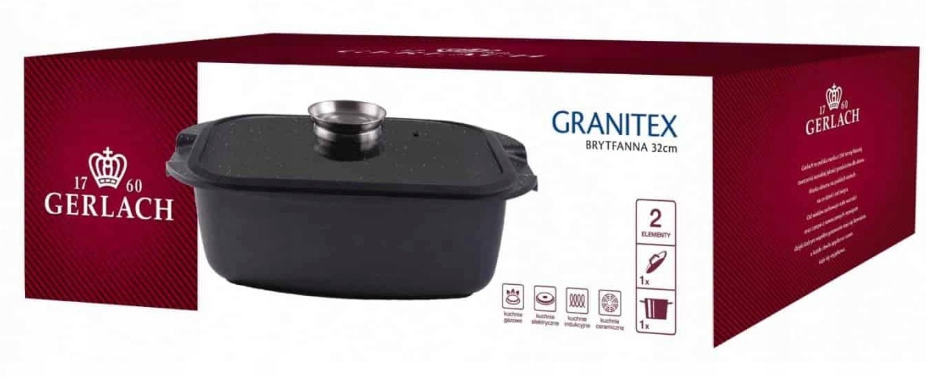 GERLACH GRANITEX Brytfanna 32 cm pokrywka INDUKCJA